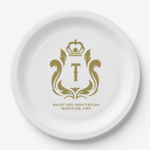 Monogrammed Gold Crest  Paper Plate