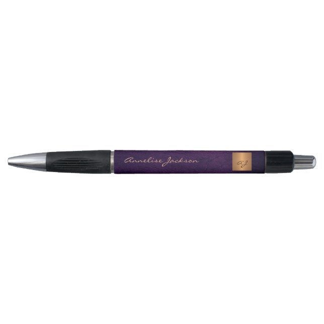 Monogrammed gold elegant name script pen (Front)