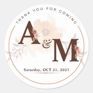 Monogrammed Gold Elegant Wedding Sticker