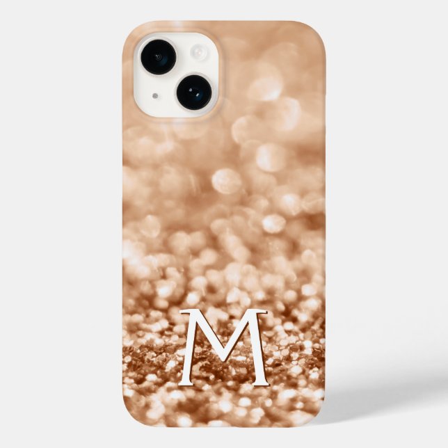 Monogrammed Gold Glitter Case-Mate iPhone Case (Back)