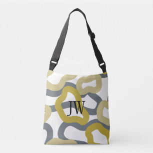 Monogrammed Gold Grey Modern Metro Crossbody Bag