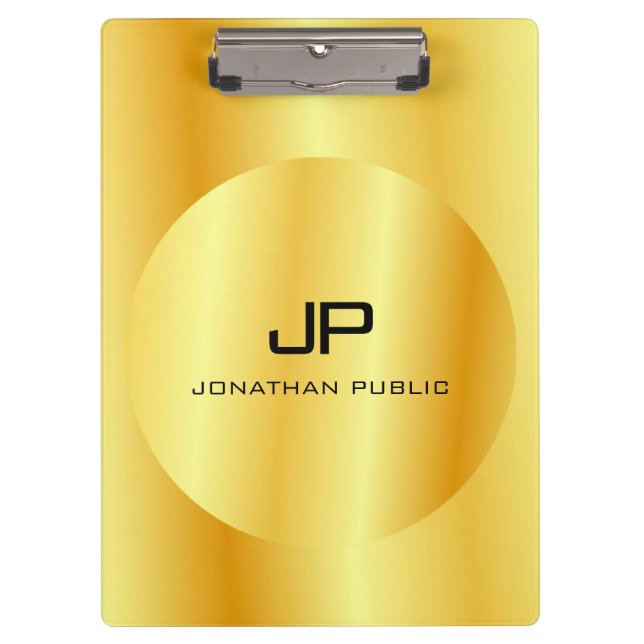 Monogrammed Gold Look Elegant Trendy Template Clipboard (Front)