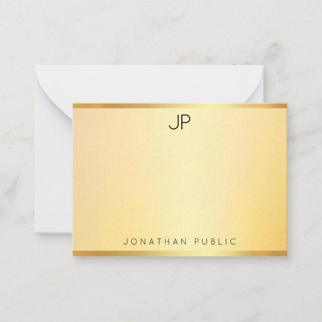 Monogrammed Gold Look Template Modern Minimalist (Front)