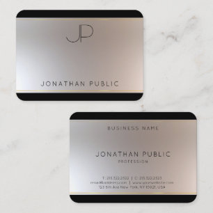 Monogrammed Gold Silver Elegant Modern Template Business Card