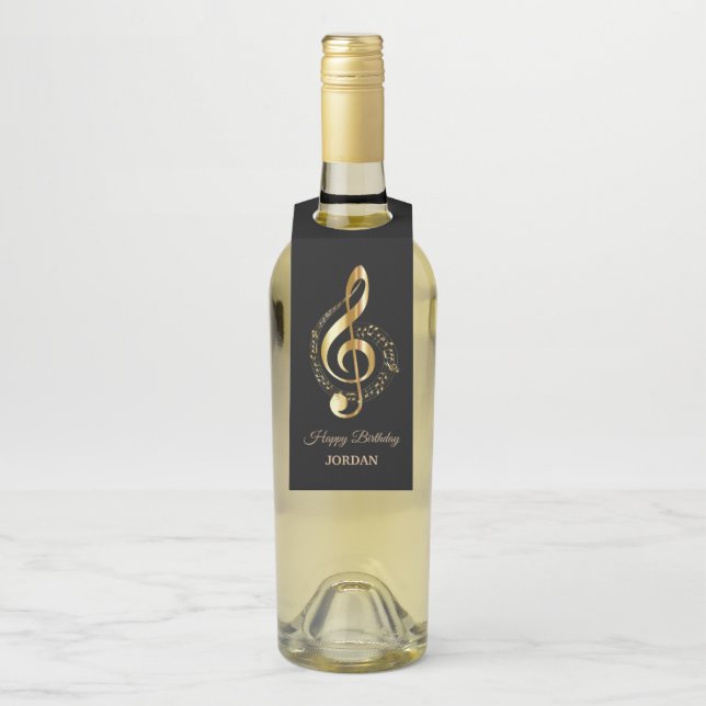 Monogrammed Golden Clef Bottle Tag (On Bottle)