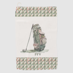 Monogrammed Golf Ball Pattern Lady's Golf Towel