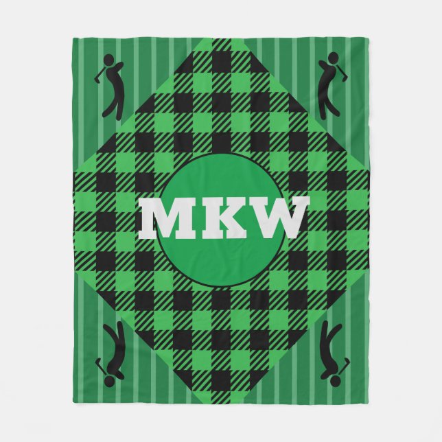 Monogrammed Golf Cart Fleece Throw (Front)