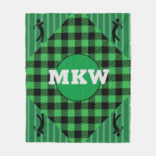 Monogrammed Golf Cart Fleece Throw Blanket