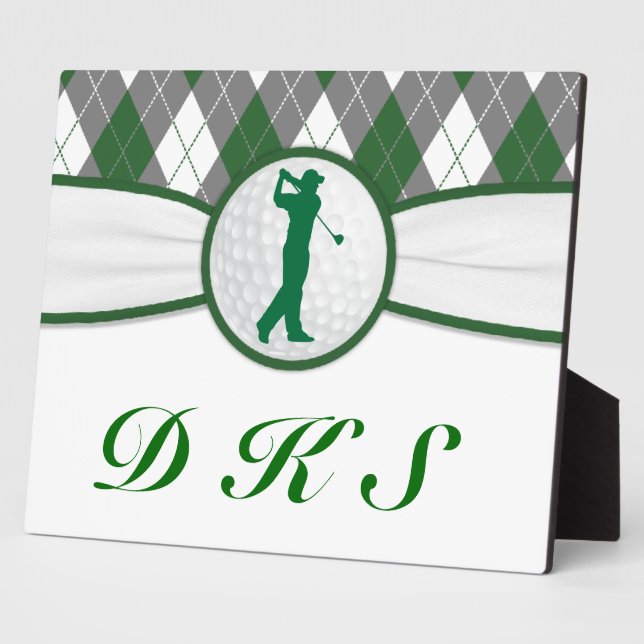 Monogrammed golf plaid plaque (Side)