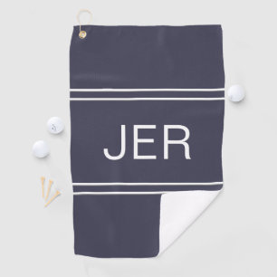 Monogrammed Golfer Modern Elegant Custom Navy Blue Golf Towel