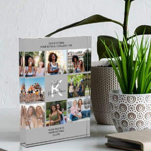 Monogrammed Graduation Quote 8 Photo Collage Grey Block