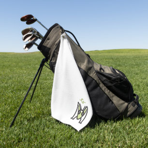 Monogrammed Grasshopper Emblem   Edgy Green Insect Golf Towel