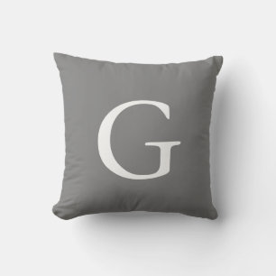 Monogrammed Gray Throw Pillow