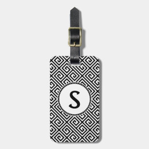 Monogrammed Greek Key Luggage Tag