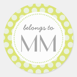 Monogrammed Green Dots - DIY Tags