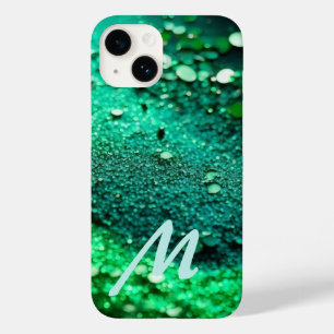 Monogrammed Green Glitter Case-Mate iPhone 14 Case