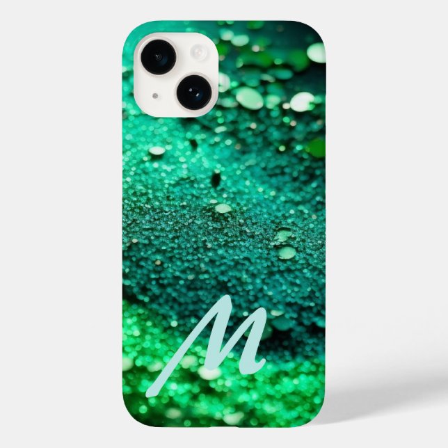 Monogrammed Green Glitter  Case-Mate iPhone Case (Back)