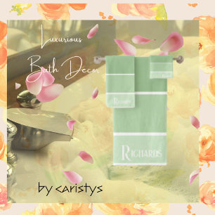 Monogrammed Green Shades with White Bath Towel Set