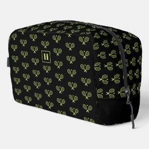 Monogrammed Green Tennis Racket Pattern Dopp Kit