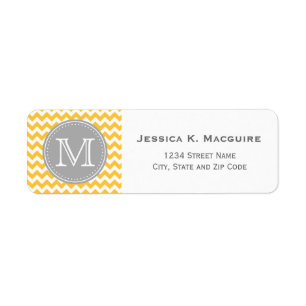 Monogrammed Grey and Sunflower Yellow Chevron