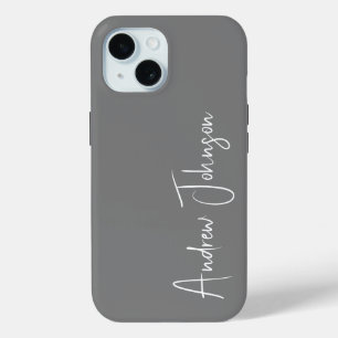 Monogrammed Grey  iPhone 15 Case
