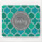 Monogrammed Grey Teal Modern Lattice Pattern