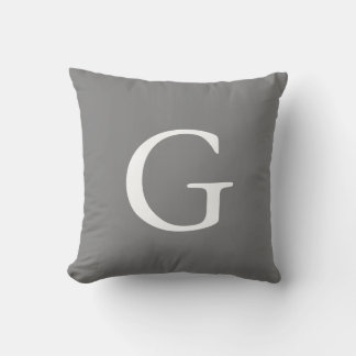 Monogrammed Grey Throw Pillow