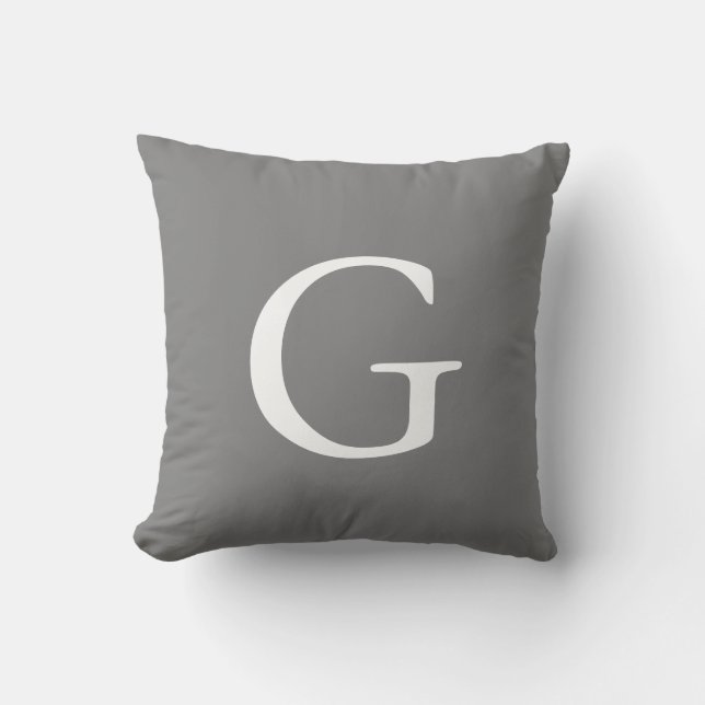 Monogrammed Grey Throw Pillow (Front)