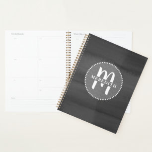 Monogrammed Grey Watercolor Planner