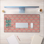 Monogrammed Groovy Geometric Floral Desk Mat<br><div class="desc">Your monogram and first name in chic lettering on a retro floral and geometric pattern in a groovy colour palette,  this desk mat is fun for yourself,  a dorm room,  your office or give as a gift. MATCHING items in our collection.</div>