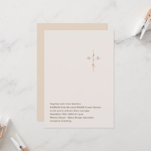 Monogrammed Hand Lettered Chic Cross Wedding Invitation