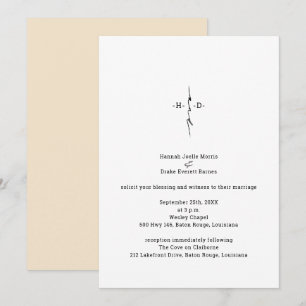 Monogrammed Hand Lettered Christian Cross Wedding Invitation