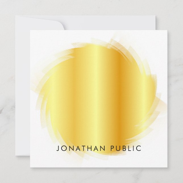 Monogrammed Hand Script Elegant Faux Gold Template (Front)