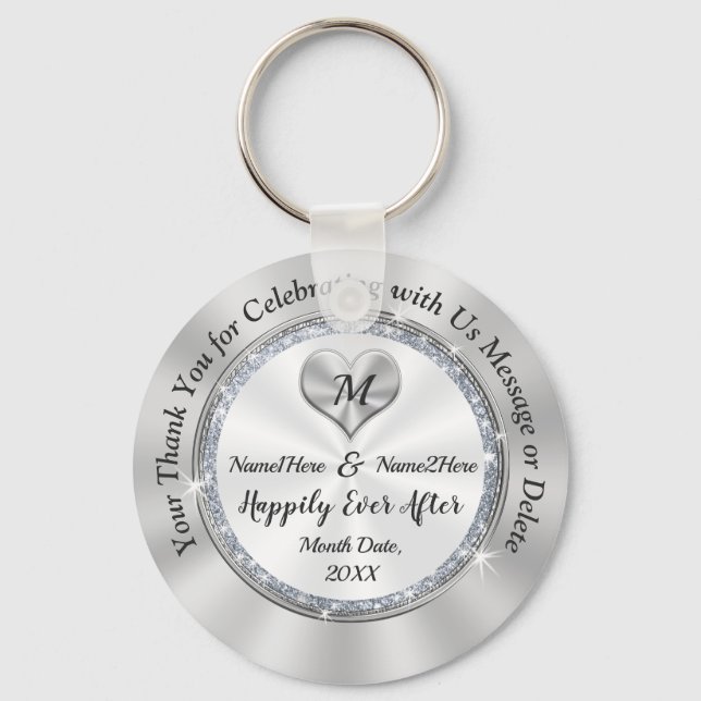 Monogrammed Happily Ever After Wedding Favours Keychain (Front)