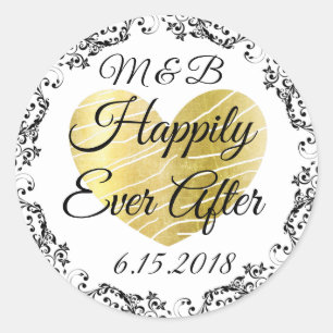 Monogrammed Happily Ever After Wedding Stickers