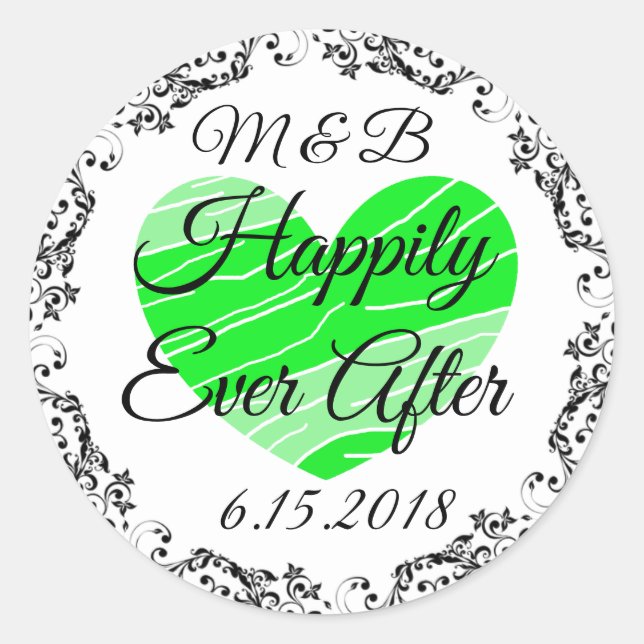 Monogrammed Happily Ever After Wedding Stickers (Front)