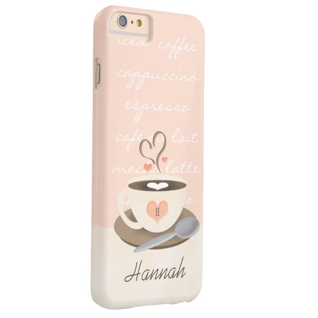 Monogrammed Heart Coffe Cup Case-Mate iPhone Case (Back/Right)