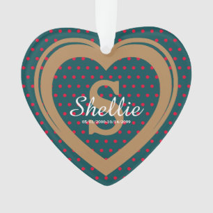 Monogrammed Heart Personalized Christmas Memorial Ornament
