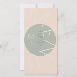 Monogrammed Heart Wedding Circular Sage Pink Menu