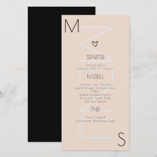 Monogrammed Heart Wedding Menu