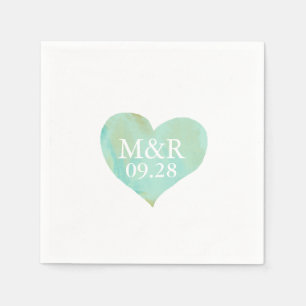 monogrammed heart wedding napkin