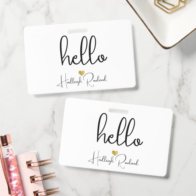 Monogrammed Hello Name Badge (Office)