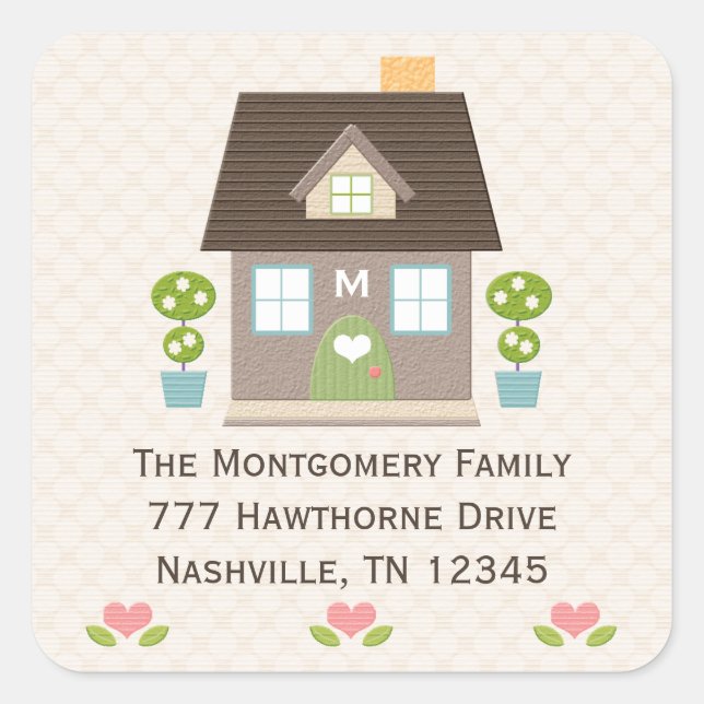 Monogrammed Home Address Stickers (Front)