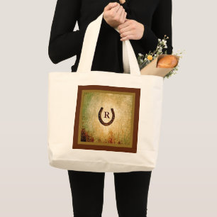 Monogrammed Horseshoe Large Tote Bag