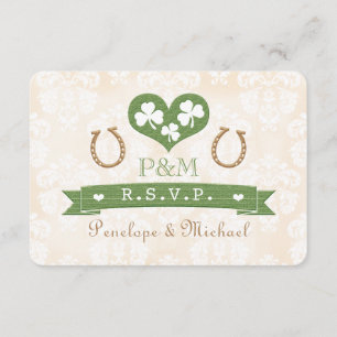 Monogrammed Horseshoe Shamrock Response Card RSVP