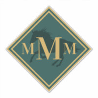 Monogrammed Hunter Green+ Gold Horse Tack Trunk