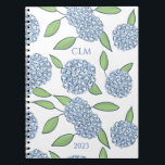 Monogrammed Hydrangea Take Note  Notebook<br><div class="desc">Customize this cheerful notebook to track your thoughts and to dos! Great for use in an office setting,  or for personal project management. Would be a cute gift for a bride in the early days of wedding planning!</div>