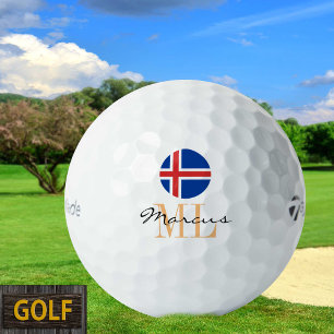 Monogrammed Icelandic Flag & Iceland Golf Balls