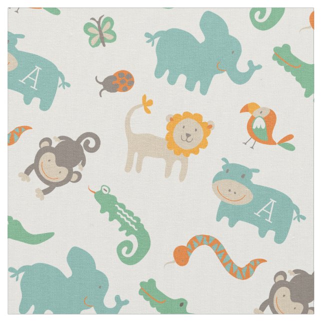 Monogrammed | In the Jungle Fabric (Close Up)