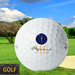 Monogrammed Indiana Flag & Indiana, USA Golf Golf Balls
